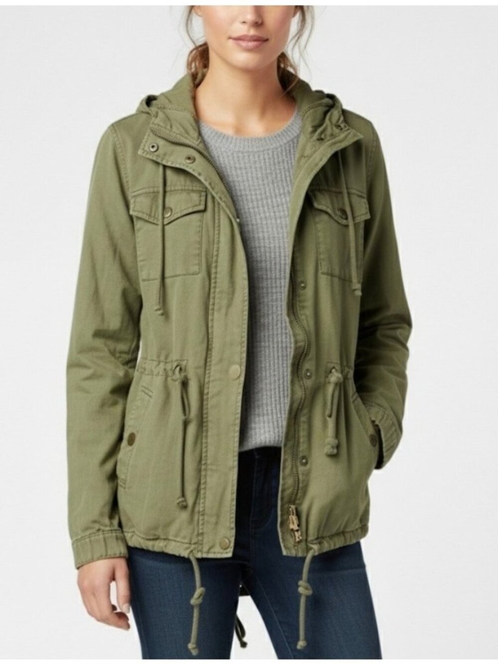 Vintage Y2K American Eagle Olive Edgy Utility Jacket S | Gorpcore Boho Military